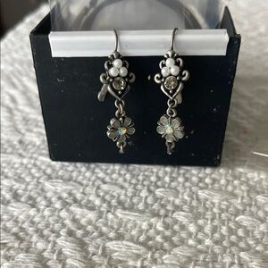 Elegant Silver and White Dangle Earrings